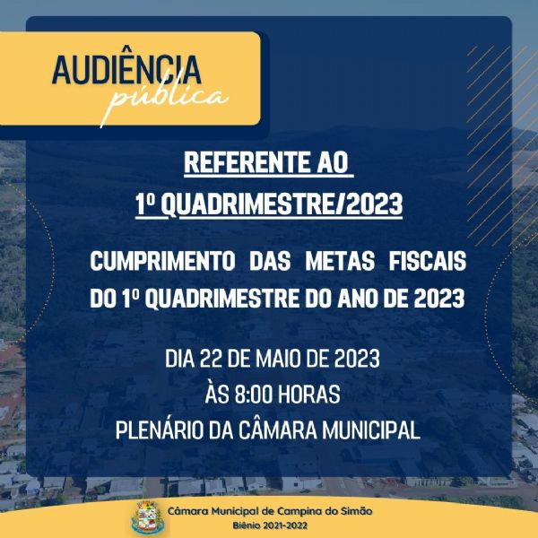 EDITAL DE CONVOCAÇÃO DE AUDIÊNCIA PÚBLICA   REFERENTE AO 1º QUADRIMESTRE/2023